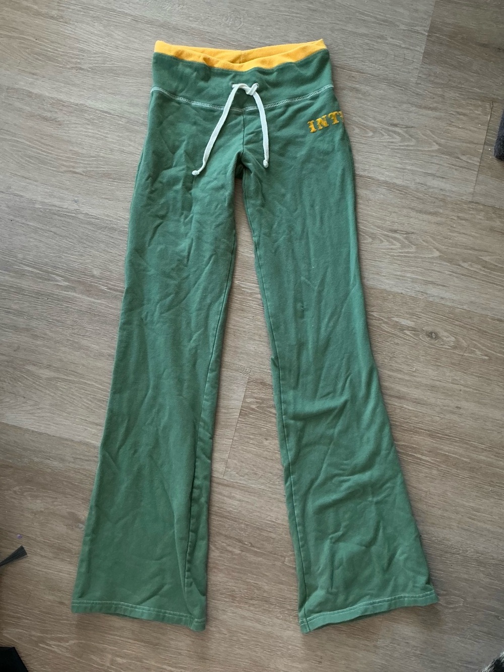 Y2K vintage low rise Green yellow sweatpants flare